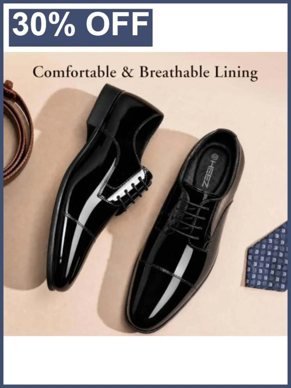 Men's Patent Leather Tuxedo Oxfords Cap Toe Formal Dress Shoes Lace Up